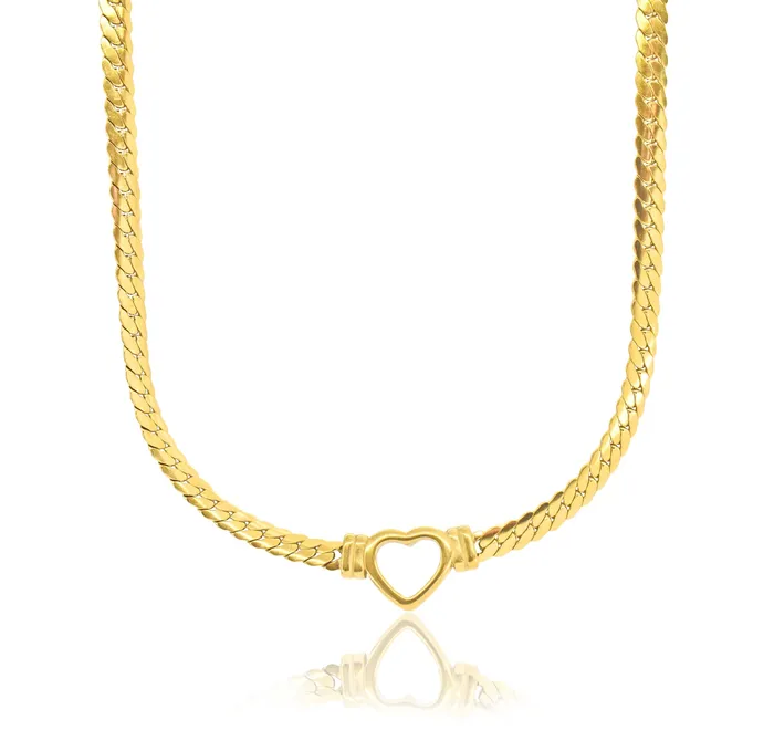 VITTORIA HEART SNAKE CHAIN NECKLACE SAMPLE Mai Dsire Necklaces