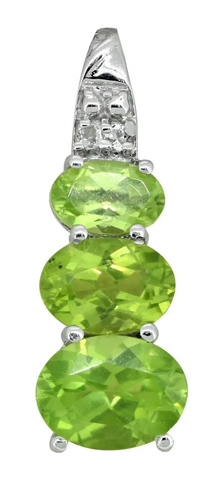 YoTreasure 18 Natural Green Peridot White Topaz Chain Solid 925 Sterling Silver Pendant Necklaces