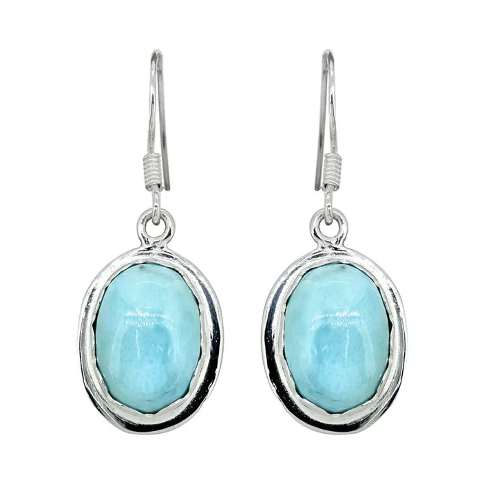 YoTreasure Earrings Natural Larimar Solid 925 Sterling Silver Dangle Earrings YoTreasure Earrings Natural Larimar Solid 925 Sterling Silver Dangle Earrings