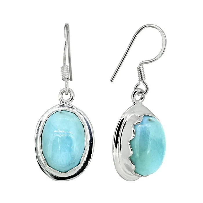 YoTreasure Earrings Natural Larimar Solid 925 Sterling Silver Dangle Earrings