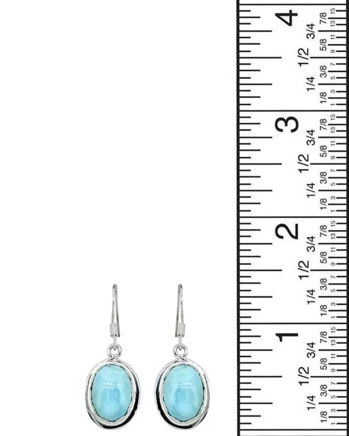 YoTreasure Earrings Natural Larimar Solid 925 Sterling Silver Dangle Earrings