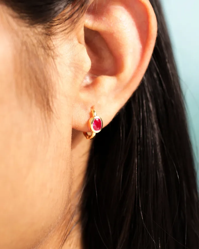 YoTreasure Lab Created Ruby Deco Delight Hoop Earrings Earrings