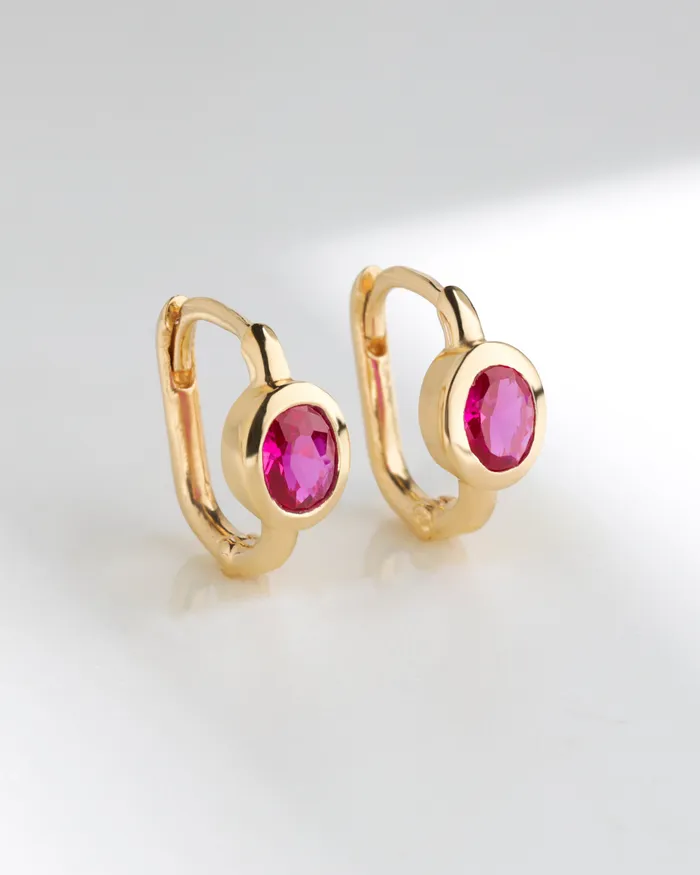 YoTreasure Lab Created Ruby Deco Delight Hoop Earrings Earrings