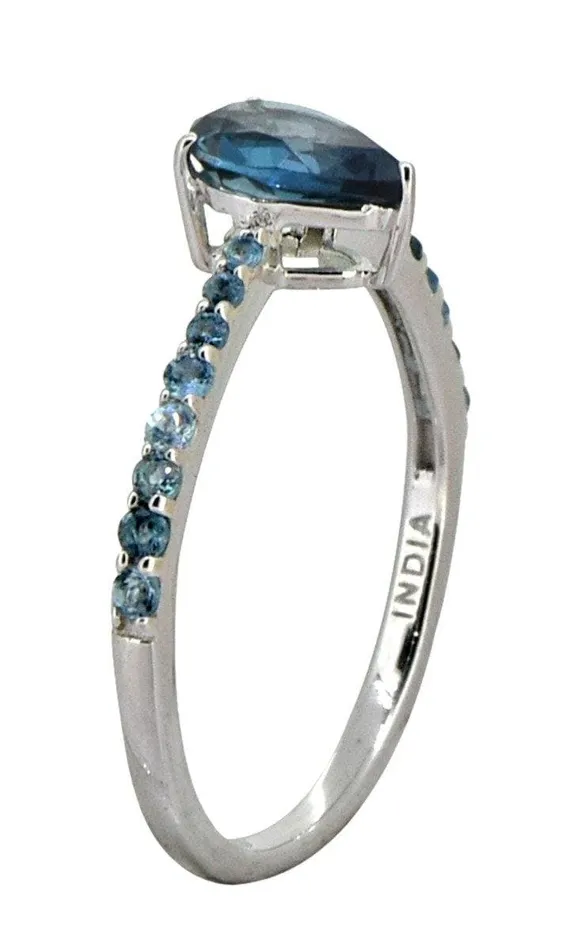 YoTreasure Rings 085 Ct London Blue Topaz Solid 925 Sterling Silver Ring Jewelry