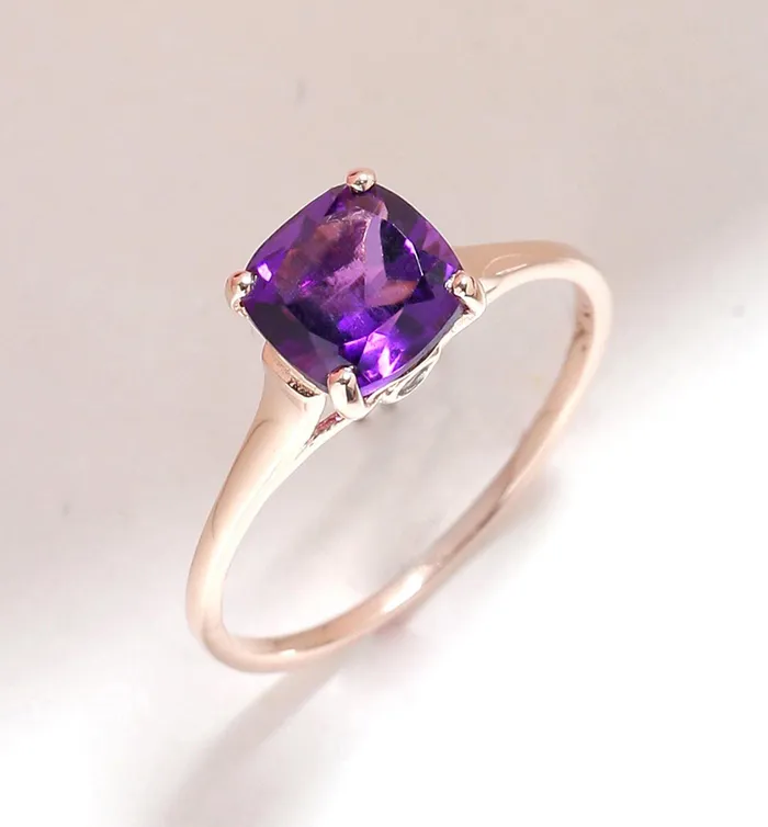 YoTreasure Rings 146 Ct Amethyst Solid 10k Rose Gold Ring Jewelry