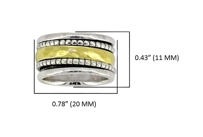 YoTreasure Rings Solid 925 Sterling Silver Brass Meditation Spinning Ring Jewelry