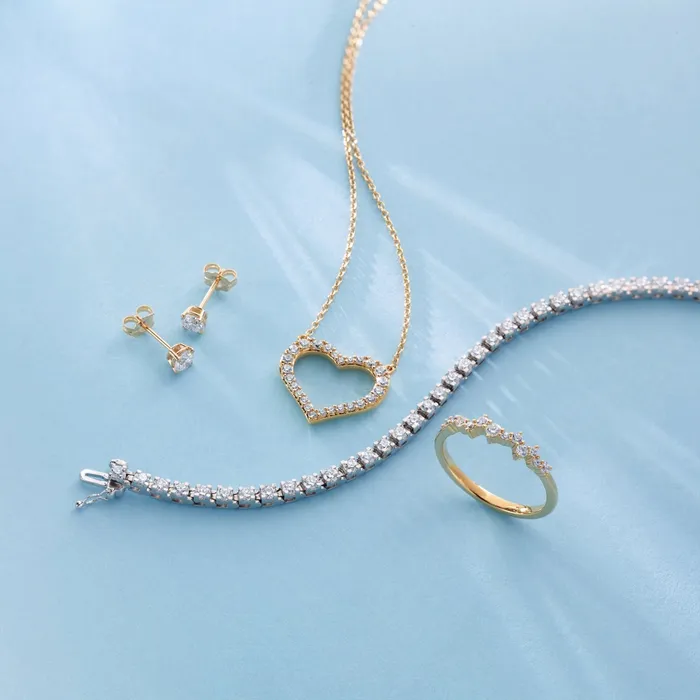 302 Fine Jewelry Necklaces LabGrown Diamond Heart Adjustable Necklace Solid 14K Yellow White Rose Gold