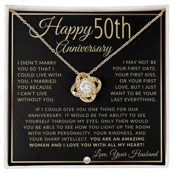 50th Anniversary Gift For Wife Beautiful Womens Pendant Necklace For Your Wife Heartfelt Message For Her ShineOn Fulfillment Necklaces
