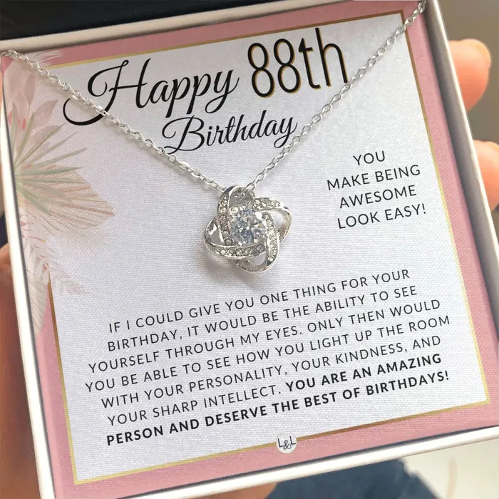 88th Birthday Gift For Her Necklace For 88 Year Old Beautiful Womans Birthday Pendant Jewelry ShineOn Fulfillment Necklaces