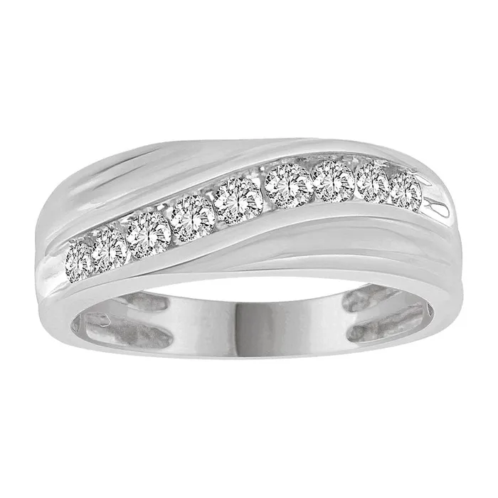 AV Rings MENS BAND 050CT ROUND DIAMOND 10K WHITE GOLD