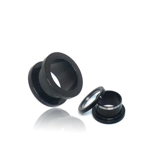 Black Surgical Stainless Steel Screw Fit Flesh Tunnels Glitters Bracelets
