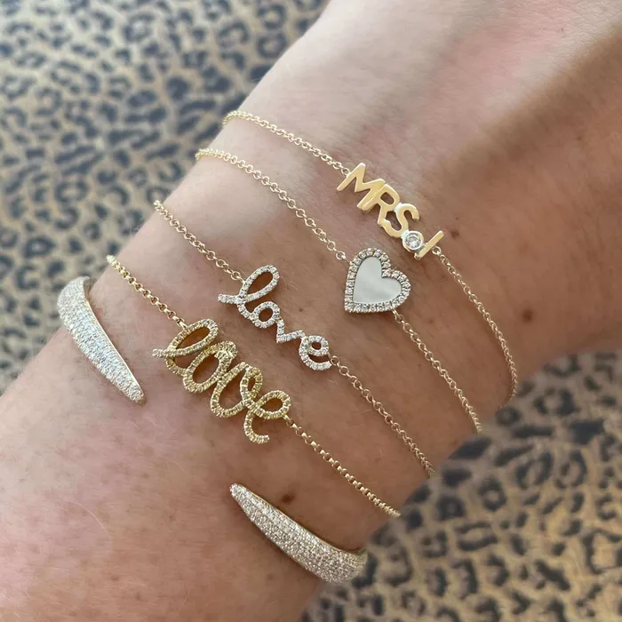 Bracelets Izakov Diamonds Fine Jewelry 14K Gold Love Script Diamond Bracelet
