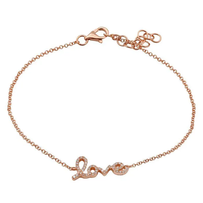 Bracelets Izakov Diamonds Fine Jewelry 14K Gold Love Script Diamond Bracelet