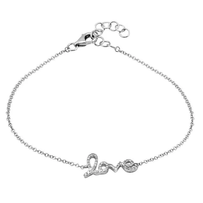 Bracelets Izakov Diamonds Fine Jewelry 14K Gold Love Script Diamond Bracelet