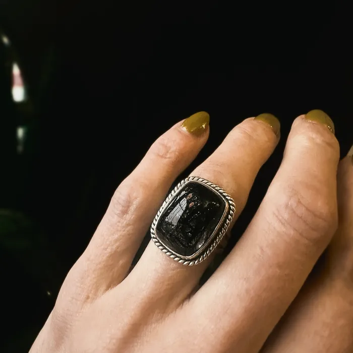 CIVAL Collective Rings Black Tourmaline in Quartz Ring 7