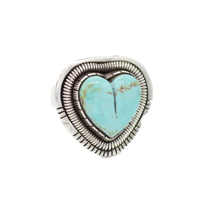 Crown Jewels Coin Walter Vandaver Navajo Handmade Sterling Silver Turquoise Heart Ring Rings Crown Jewels Coin Walter Vandaver Navajo Handmade Sterling Silver Turquoise Heart Ring Rings