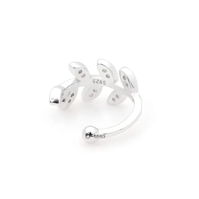 Earrings Glitters Sterling Silver Leaf Conch Ear Cuff Silver