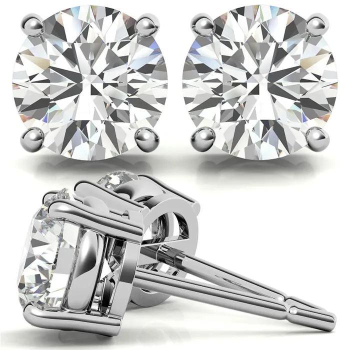 Earrings KP SANGHVI INC 14K White Gold 200ctw Diamond Stud Earrings in Four Prong Basket Settings