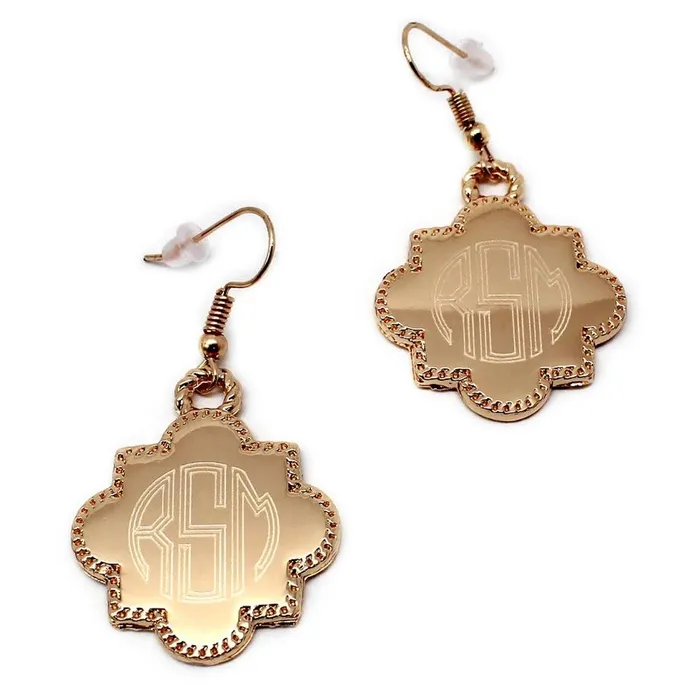Engraved Jewelry Earrings Engraved Fashion Quatrefoil Tassel Earrings