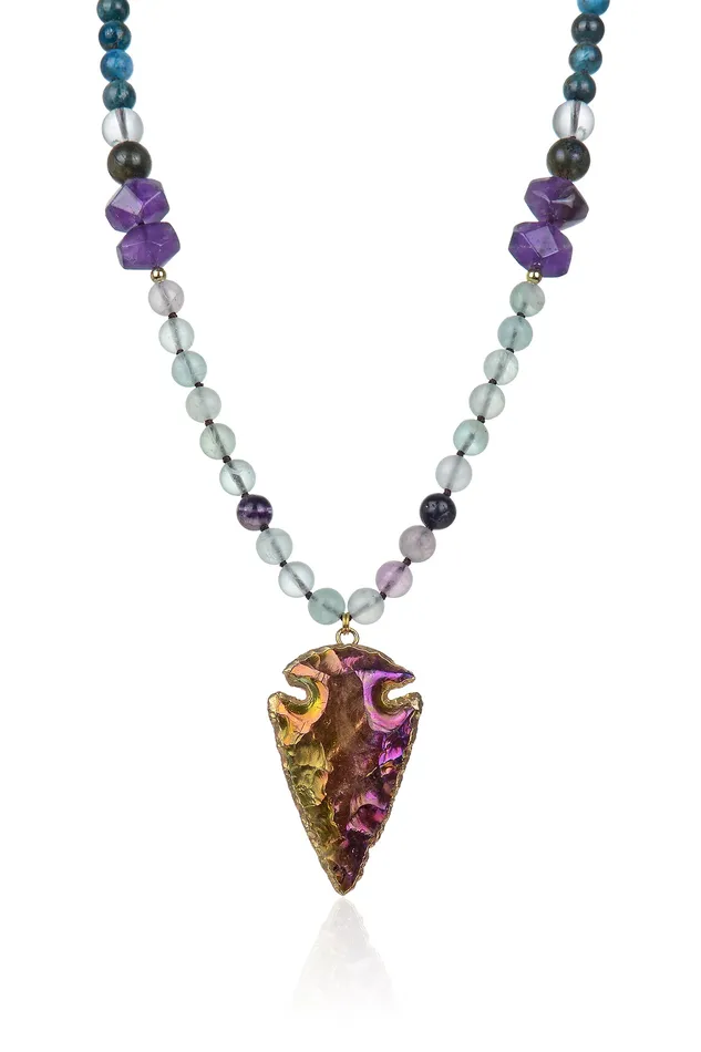 Eye Candy LA Necklaces Rainbow Arrowhead Pendant Necklace