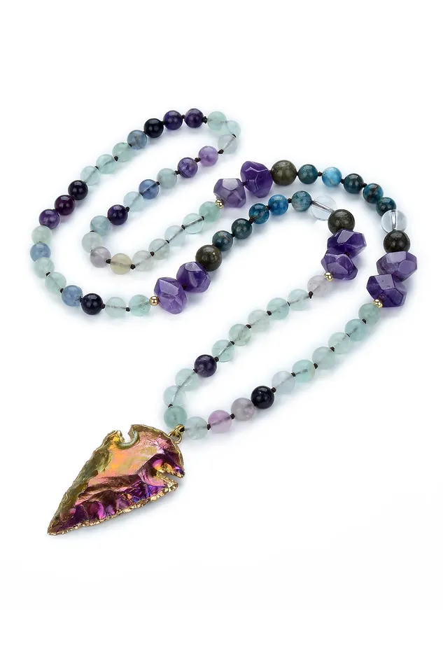 Eye Candy LA Necklaces Rainbow Arrowhead Pendant Necklace