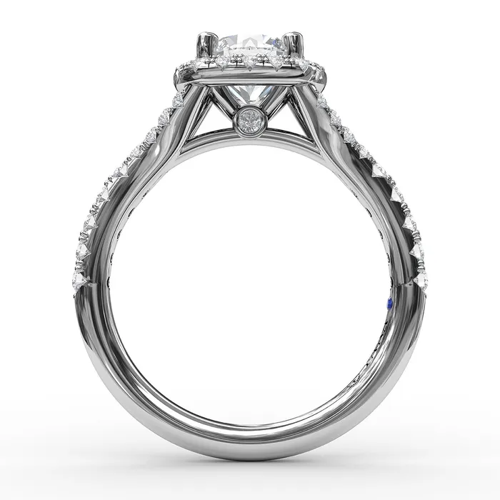 FANA Rings Fana 14K White Gold 49ctw Cushion Halo Style Diamond SemiMount Engagement Ring FANA Rings Fana 14K White Gold 49ctw Cushion Halo Style Diamond SemiMount Engagement Ring