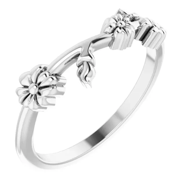 Flower Crown Stackable Ring Solid 14K Yellow Rose White Gold or Sterling Silver Sizes 40 to 90 302 Fine Jewelry Rings