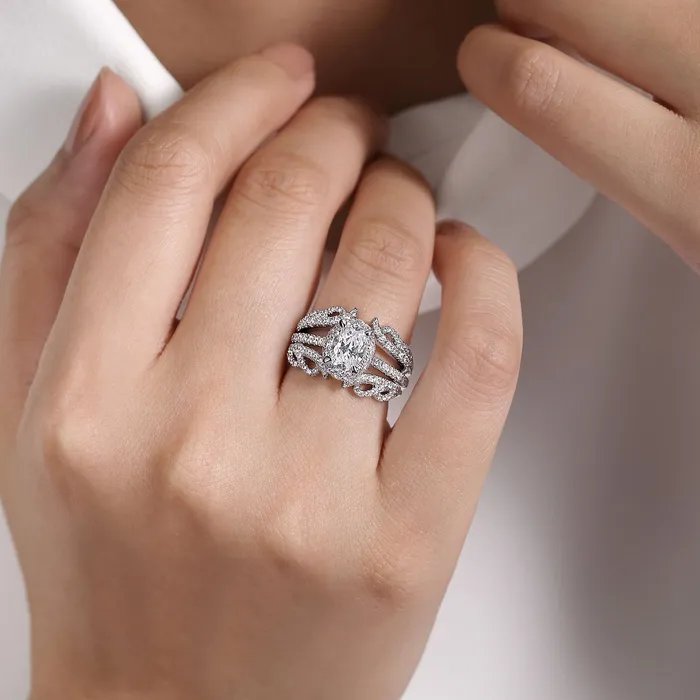 Gabriel 14K White Gold 055ctw Diamond Ring Guard GABRIEL CO Rings