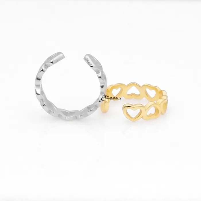 Glitters Earrings Sterling Silver Hearts Ear Cuff Gold