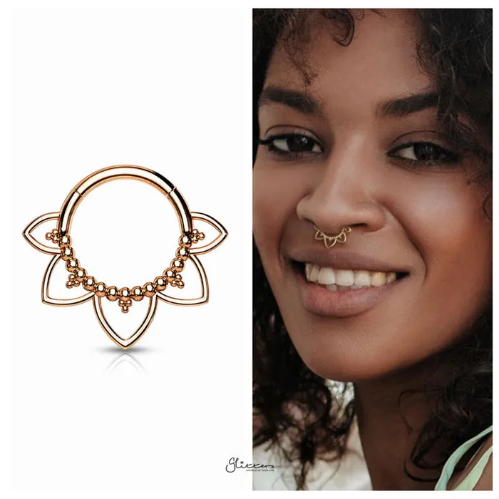 Glitters Rings Filigree Hinged Segment Hoop Ring Rose Gold