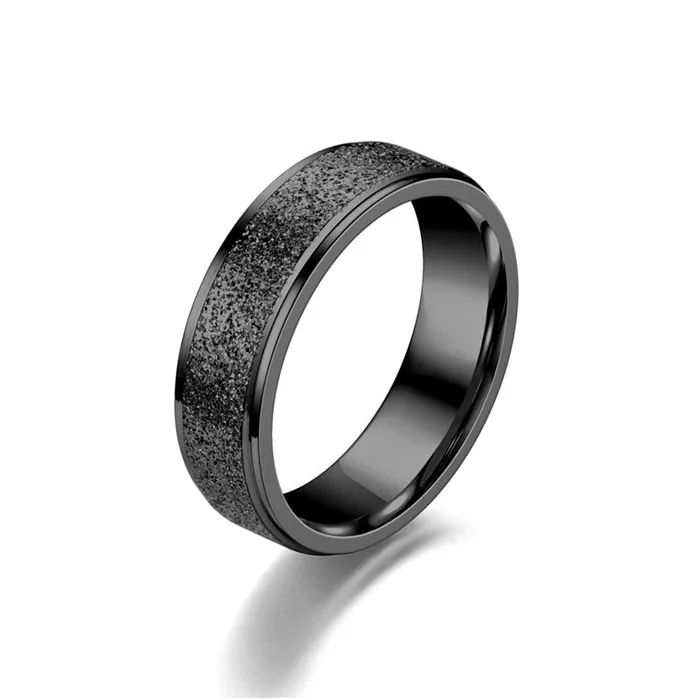 Glitters Rings Stainless Steel Sandblasted Finish Band Ring Black