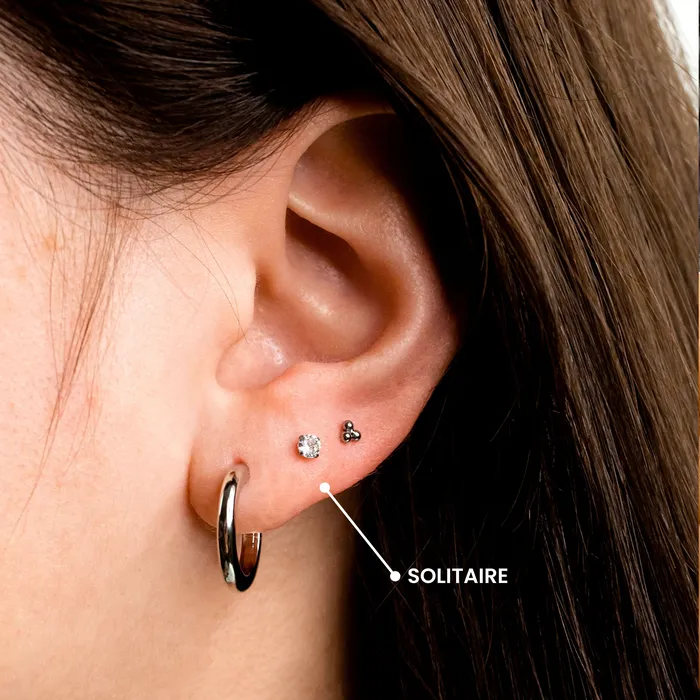 Grayling Earrings Solitaire Round Titanium Flat Back Sleeper Earrings Set