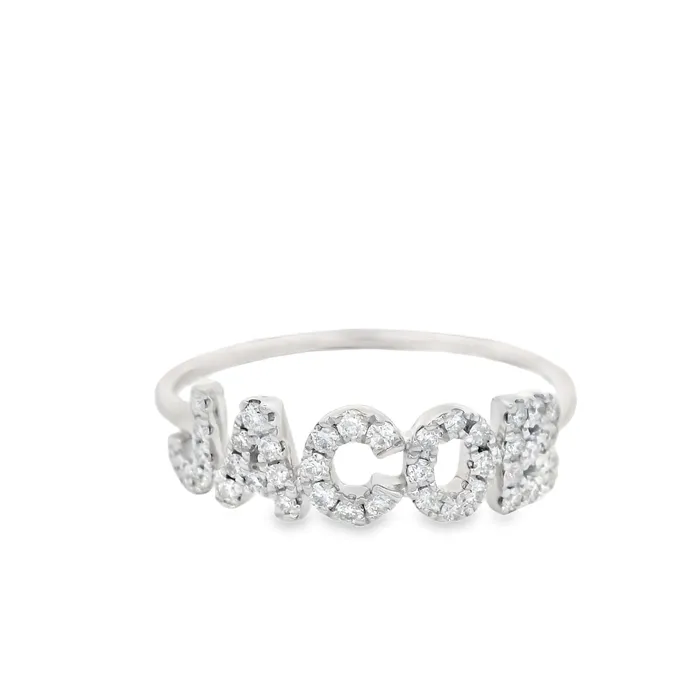 Izakov Diamonds Fine Jewelry Rings 14K Gold Personalized Diamond Block Name Ring