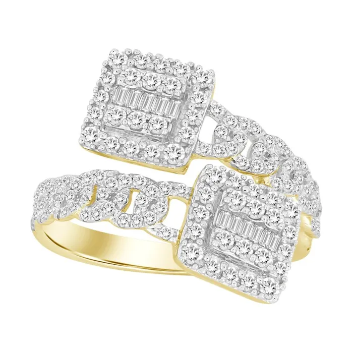 LADIES BAND 075CT ROUNDBAGUETTE DIAMOND 14K YELLOW GOLD AV Rings