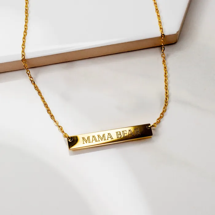 Necklaces Grayling Mama Bear Horizontal Engraved Bar Necklace
