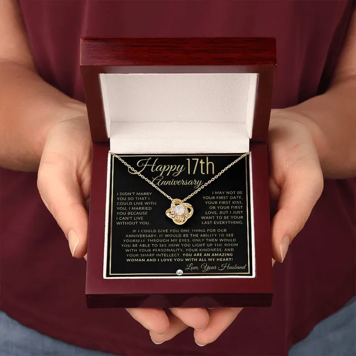 Necklaces ShineOn Fulfillment 17th Anniversary Gift For Wife Pendant Necklace Heartfelt Anniversary Message For Her