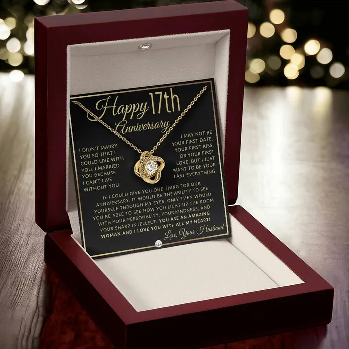 Necklaces ShineOn Fulfillment 17th Anniversary Gift For Wife Pendant Necklace Heartfelt Anniversary Message For Her