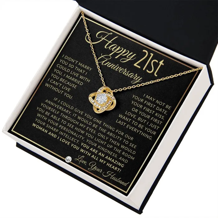Necklaces ShineOn Fulfillment 21st Anniversary Gift For Wife Beautiful Womens Pendant Necklace Heartfelt Anniversary Message