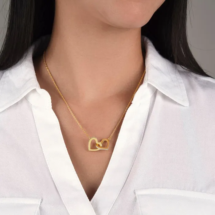 Necklaces ShineOn Fulfillment Miles Apart Gift for Long Distance Girlfriend Interlocking Heart Pendant Necklace