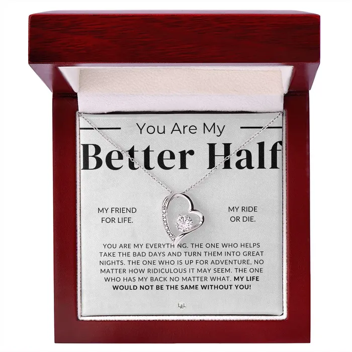 Necklaces ShineOn Fulfillment My Better Half Thinking of You Sentimental and Romantic Gift for Her Christmas Valentines Birthday or Anniversary Gifts