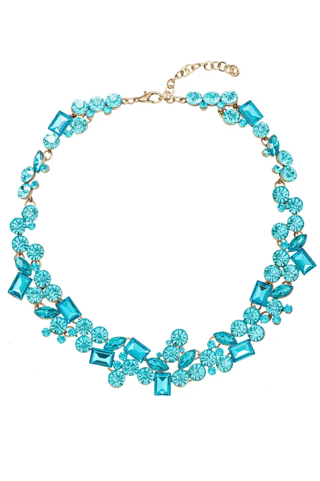 Necklaces Teal Collar Statement Necklace Eye Candy LA