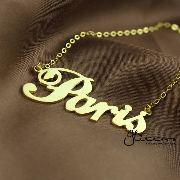Personalised 24K Gold Plated Sterling Silver Name NecklaceScript 6 Glitters Necklaces