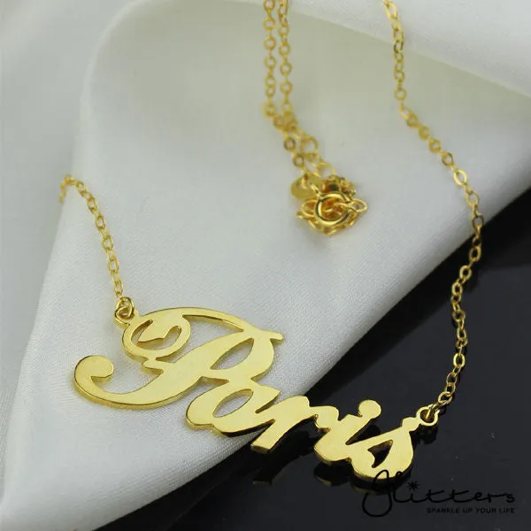 Personalised 24K Gold Plated Sterling Silver Name NecklaceScript 6 Glitters Necklaces