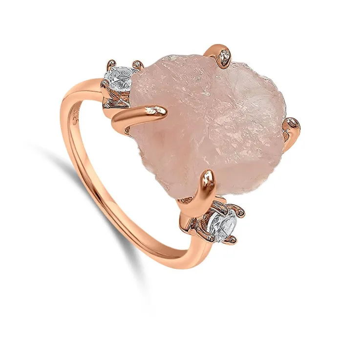 Raw Rose Quartz Crystal Ring Uniquelan Jewelry Rings