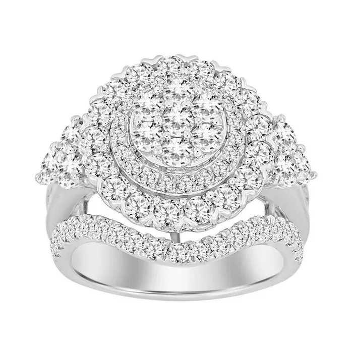 Rings AV LADIES RING 300CT ROUNDBAGUETTE DIAMOND 10K WHITE GOLD