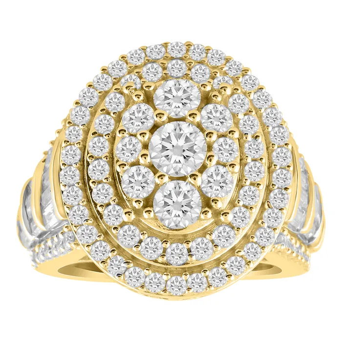Rings AV LADIES RING 300CT ROUNDBAGUETTE DIAMOND 10K YELLOW GOLD