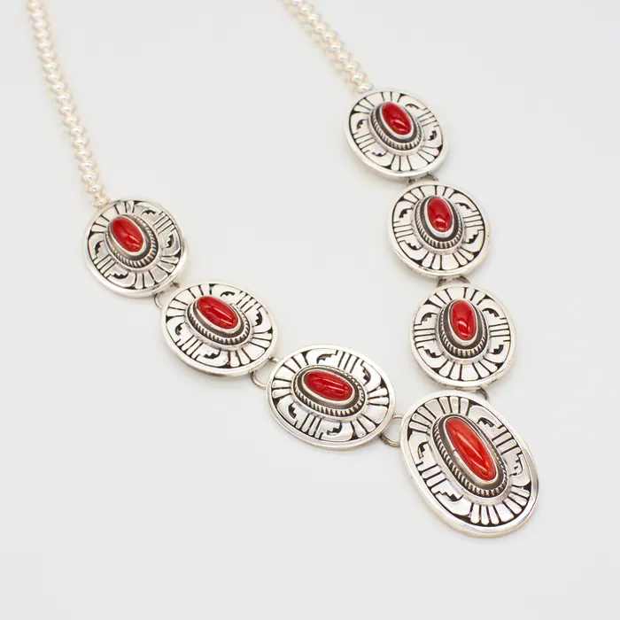 Rings Crown Jewels Coin Leonard Nez FourPiece Navajo Handmade Sterling Silver Coral Jewelry Set