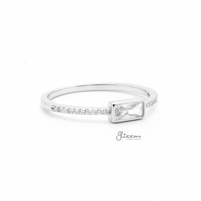 Rings Glitters 4mm Baguette Cut CZ Sterling Silver Ring