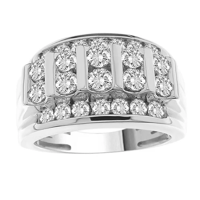 Rings MENS BAND 200CT ROUND DIAMOND 10K WHITE GOLD AV