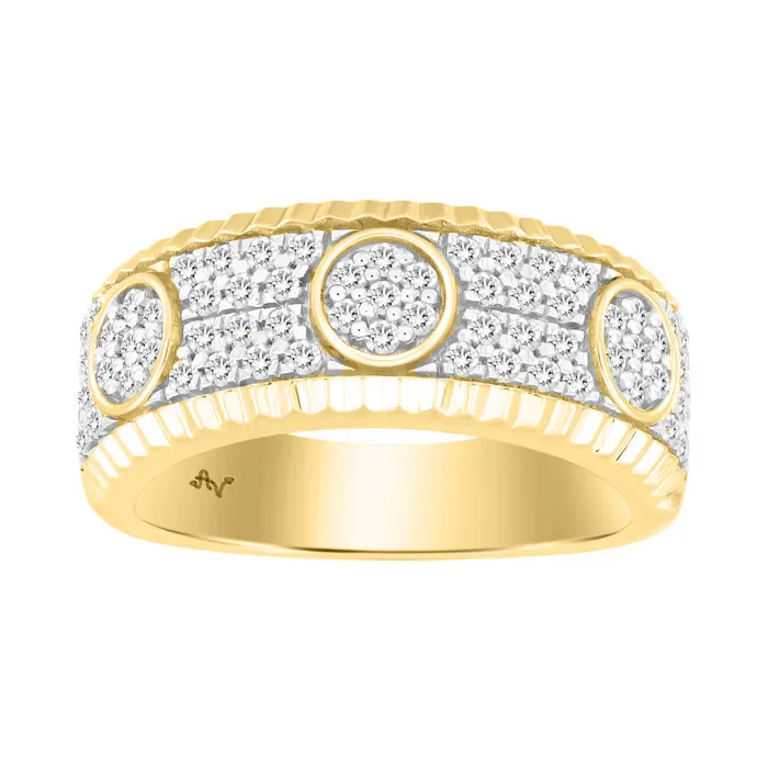 Rings MENS RING 075CT ROUND DIAMOND 10K YELLOW GOLD AV